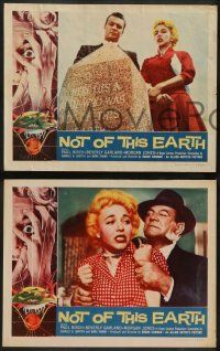 6c736 NOT OF THIS EARTH 4 LCs '57 Beverly Garland, alien Paul Birch, Roger Corman, complete set!