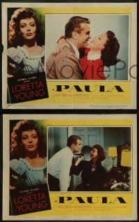 6c338 PAULA 8 LCs '52 Kent Smith romances pretty Loretta Young!