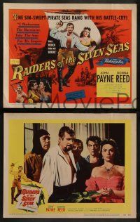 6c375 RAIDERS OF THE SEVEN SEAS 8 LCs '53 suave pirate John Payne romances sexy Donna Reed!