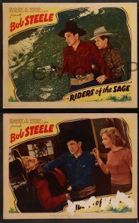 6c843 RIDERS OF THE SAGE 3 LCs '39 great images of tough cowboy Bob Steele, Claire Rochelle!