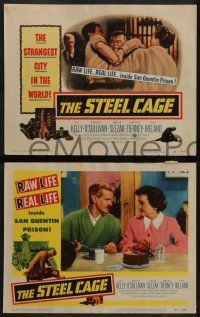 6c452 STEEL CAGE 8 LCs '54 Lawrence Tierney, chef Walter Slezak in San Quentin prison!