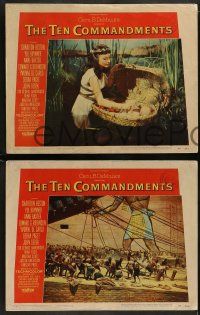 6c758 TEN COMMANDMENTS 4 LCs '56 directed by Cecil B. DeMille, Heston, Brynner!