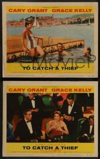 6c762 TO CATCH A THIEF 4 LCs '55 Alfred Hitchcock, Cary Grant, Brigitte Auber, roulette gambling!