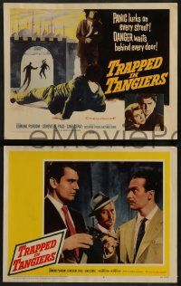 6c496 TRAPPED IN TANGIERS 8 LCs '60 Edmund Purdom, Genevieve Page, drug smuggling crime thriller!