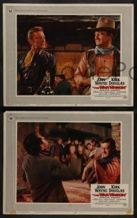 6c867 WAR WAGON 3 LCs '67 Kirk Douglas, John Wayne punching guy in saloon brawl and outdoor scene!