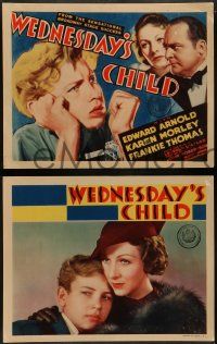 6c522 WEDNESDAY'S CHILD 8 LCs '34 Edward Arnold, Karen Morley, from the Broadway stage success!