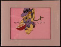 6d164 PEBBLES CEREAL matted animation cel '80s wacky cartoon image of Barney as Indiana Jones!