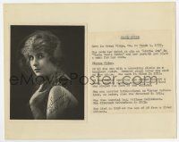 6d158 PEARL WHITE 5x7 fan photo on 8x10 display '20s the great star of silent serials, with bio!