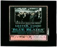 6d041 BLUE BLAZES glass slide '22 champion prizefighter Lester Cuneo goes out west & saves the day!