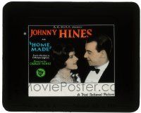 6d067 HOME MADE glass slide '27 Johnny Hines & pretty Marjorie Daw in a screwball comedy!