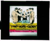 6d074 LAND OF HOPE & GLORY Canadian glass slide '27 cool art of 6 men & one woman by ship's wheel!