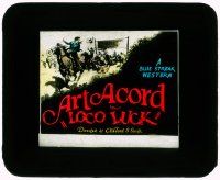 6d075 LOCO LUCK glass slide '27 cowboy Art Acord wins horse race to save Fay Wray's family ranch!