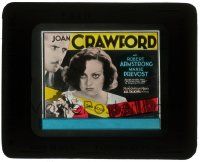 6d085 PAID glass slide '30 fantastic close up of young sexy Joan Crawford scowling, John Miljan!