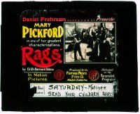 6d093 RAGS glass slide '15 Mary Pickford plays an unwed mother & her orphaned tomboy daughter!