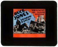 6d099 SHADOW RANCH style B glass slide '30 Buck Jones in a whirlwind all-talking western!