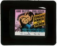 6d112 SUNDAY DINNER FOR A SOLDIER glass slide '44 Anne Baxter & John Hodiak romantic close up!