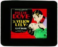 6d131 YELLOW LILY glass slide '28 romantic art of pretty commoner Billie Dove & duke Clive Brook!