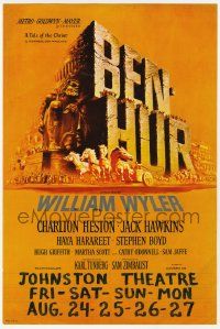 6d336 BEN-HUR herald '60 Charlton Heston, William Wyler classic religious epic, cool chariot art!