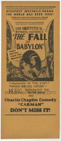 6d353 FALL OF BABYLON herald R30s D.W. Griffith re-edited & expanded from his classic Intolerance!