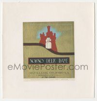 6d194 COLOMBO linen Italian 4x5 wine label '50s advertising their Nocino delle Dame brand of wine!