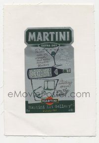 6d190 MARTINI linen Italian 4x6 liquor label '62 Andy Warhol art, advertising extra dry vermouth!