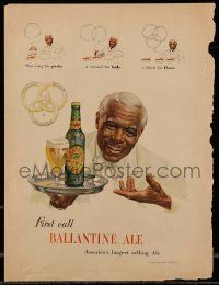 6d248 BALLANTINE ALE magazine ad '48 great art + Richard Reeves artwork of Armed the race horse!