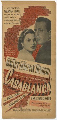 6d253 CASABLANCA magazine ad '42 Humphrey Bogart, Ingrid Bergman, Michael Curtiz classic!