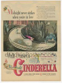 6d255 CINDERELLA magazine ad '50 Disney classic, midnight never strikes when you're in love!