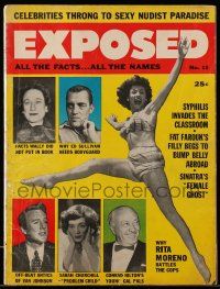 6d413 EXPOSED magazine March 1957 celebrities throng to sexy nudist paradise & more!