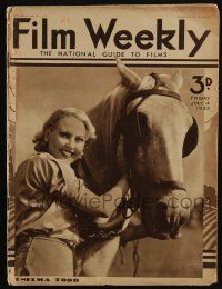 6d418 FILM WEEKLY English magazine July 14, 1933 pretty Thelma Todd, playtime in Hollywood!