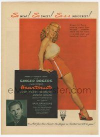 6d260 HEARTBEAT magazine ad '46 full-length sexy Ginger Rogers, Jean-Pierre Aumont