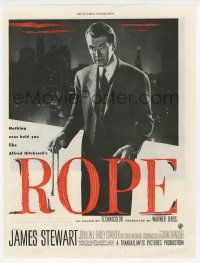 6d271 ROPE magazine ad '48 great image of James Stewart holding the rope, Alfred Hitchcock classic!