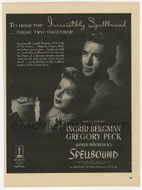 6d273 SPELLBOUND magazine ad '54 Alfred Hitchcock, Ingrid Bergman & Gregory Peck, different!