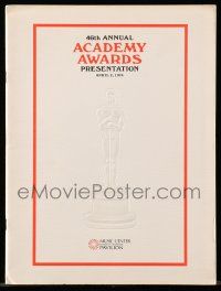6d741 46TH ANNUAL ACADEMY AWARDS program '74 cool embossed Oscar statuette on the cover, rare!