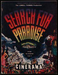 6d946 SEARCH FOR PARADISE Cinerama souvenir program book '57 Lowell Thomas' Himalayan travels!