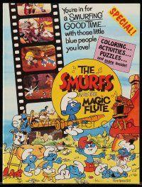 6d957 SMURFS & THE MAGIC FLUTE souvenir program book '83 feature cartoon, great images!