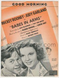 6d510 BABES IN ARMS sheet music '39 Mickey Rooney, Judy Garland, Good Morning!
