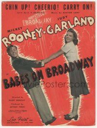6d511 BABES ON BROADWAY sheet music '41 Mickey Rooney, Judy Garland, Chin Up! Cheerio! Carry On!
