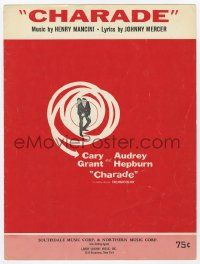 6d522 CHARADE sheet music '63 Cary Grant & Audrey Hepburn, the title song by Henry Mancini!