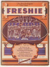 6d538 FRESHMAN orange sheet music '25 Harold Lloyd & Fred Waring's Pennsylvanians, football, Freshie