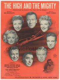 6d549 HIGH & THE MIGHTY sheet music '54 William Wellman, John Wayne, Claire Trevor, title song!