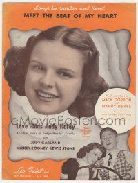 6d563 LOVE FINDS ANDY HARDY sheet music '38 Judy Garland, Mickey Rooney, Meet the Beat of My Heart