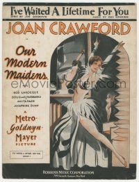 6d575 OUR MODERN MAIDENS sheet music '29 sexy art of Joan Crawford, I've Waited a Lifetime for You!