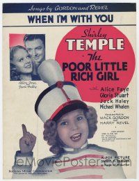 6d579 POOR LITTLE RICH GIRL sheet music '36 Shirley Temple as drum major, When I'm With You!