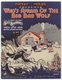 6d587 THREE LITTLE PIGS sheet music '33 Walt Disney cartoon, Who's Afraid of the Big Bad Wolf!
