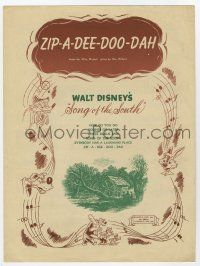 6d597 SONG OF THE SOUTH sheet music '46 Walt Disney cartoon, great art, Zip-A-Dee-Doo-Dah!