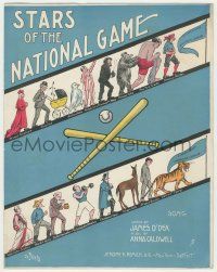 6d600 STARS OF THE NATIONAL GAME sheet music 1908 wonderful art for Major League Baseball teams!