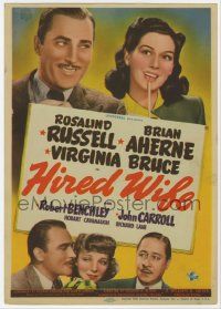 6d028 HIRED WIFE mini WC '40 Brian Aherne, Virginia Bruce, Rosalind Russell, Robert Benchley!