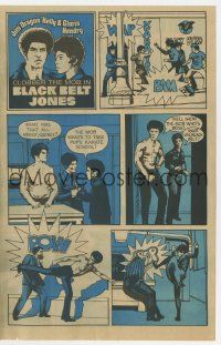 6d337 BLACK BELT JONES herald '74 Jim Dragon Kelly vs The Mob, cool 3-page kung fu comic strip!