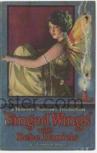 6d391 SINGED WINGS herald '22 wonderful art of Bebe Daniels with real wings catching on fire!
